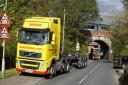 The railway bridge on Aylsham Road in North Walsham which was struck by a shipping container being hauled by an articulated lorry.Picture: MARK BULLIMORE