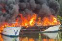 Three vessels go up in flames along the River Chet, in between Loddon Marina and Pyes Mill Picnic Area