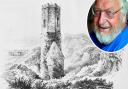 David Stannard has died aged 71. He is pictured with an engraving of Eccles church tower among the dunes in a book on Norfolk churches by Hodgson published in 1823