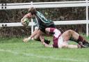 Will Catchpole marks his North Walsham Vikings debut with a try at Ruislip on Saturday afternoon. Picture: HYWEL JONES