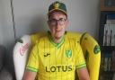 Norwich City fan George Wilbraham with his new chair