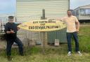 Darren Veal, right, with Robert Brownsell, a fisherman and one of the pioneers of surfing in East