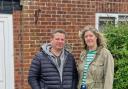 Alan and Sara Caistor outside their rented Holt home