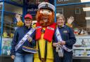 From left, Jane Davies, Stormy Stan ( the RNLI Mascot) and Sheila  Holford at Sheringham RNLI's annual flag day