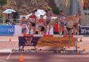 Hattie Reynolds, centre, taking part in a steeplechase event in Jerusalem