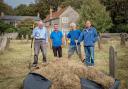 Taking part in the Great British Rake Off at Cley Church were, from left, Richard Jefferson, Nick Besant, Wyatt Earp, Klausbernd Vollmar