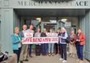 Campaigners outside Benjamin Court