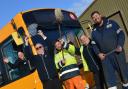 Sanders Coaches, based in Holt, north Norfolk, has been named Top Independent Bus Operator at the 2023 UK Bus Awards. Managing director Charles Sanders hoists the award.