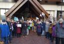 Supporters of the  Save Benjamin Court campaign outside the North Norfolk District Council offices