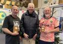 From left, John Baker, Martin Braybrook and Henri Paul at the Cromer Squash Club veterans' tournament