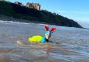 Ali Winskell swimming off Mundesley as part of her challenge