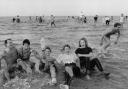 People swimming in Sheringham on Christmas Day, 1989