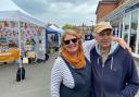 Nigel Hadlow (R) alongside Holt Sunday Market curator, Aviva Leigh