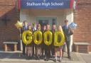 Pupils from Stalham High School celebrate being rated as good by Ofsted