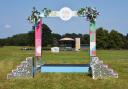 The photo booth and the stage being set up for Classic Ibiza at Blickling.