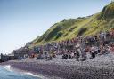 Crowds gathered on the beach for the displays