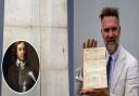 Charles Hanson, owner of Hansons Auctioneers, with the document signed by Oliver Cromwell