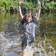 Piper Rhodes enjoying a swim in the river by Cow Tower on one of the hottest days of the year