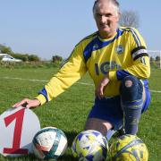 Stephen Hagon, known in the football world as Huby, is 64 and this was his 1000th game in the North East Norfolk Football league, playing for Erpingham United F.C. Reserves.