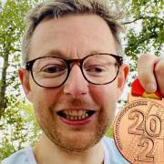 Duncan Baker after finishing the London Marathon.