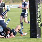 Gareth Mears scoring Holt's bonus point try. Picture: RICHARD COLE