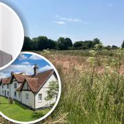 Land on Burgh Road near Aylsham, which sold for almost three times its guide price, with Peter Hornor of Brown&Co, inset, and a Grade II listed farmhouse for sale in Sudbury