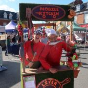 Hugh Fearn, left and Lee Whittingstall from the Fairly Famous Family mobile kitchen were part of the entertainment at the Aylsham Food Festival