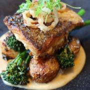 The pan roasted fish of the day - hake - at Upstairs at No.1, Cromer.