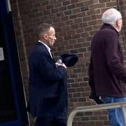 Richard Lane (left) leaving Norwich Crown Court