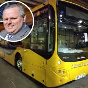 One of the new single-decker buses which will serve the X55 North Walsham-Norwich link. Inset, Charles Sanders.