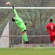 A scene from Sheringham FC's match against Mildenhall Town.