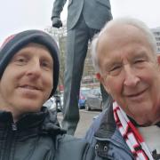 Dave Upton (left) is walking the length of the Norfolk border in memory of his late father William Upton (right), who died of a stroke last month