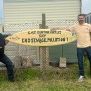 Darren Veal, right, with Robert Brownsell, a fisherman and one of the pioneers of surfing in East