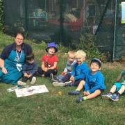 Worstead Pre-School manager Clare Gwilliam with some of the pupils