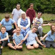 Sarah Young with pupils at Sidestrand Hall School