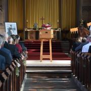 The funeral service for John Le at St Peter and St Paul Church, taken by Rev Jennie Hodgkinson