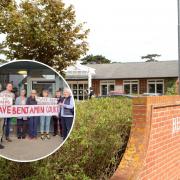 Campaigners outside Benjamin Court, in Cromer