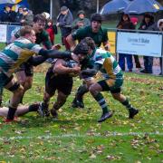 Harry Langbridge dives for the line in the North Walsham v Guernsey match