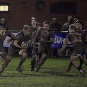 Charlie Fethney takes on the defence in the North Walsham game against Old Albanian