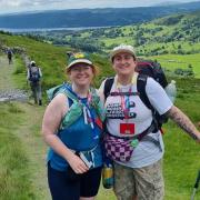 UEA students Holly Gilman, left, and Tanya Clarkhiking in the Lake District