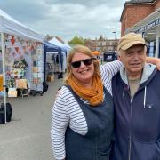 Nigel Hadlow (R) alongside Holt Sunday Market curator, Aviva Leigh