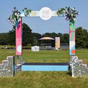 The photo booth and the stage being set up for Classic Ibiza at Blickling.