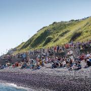 Crowds gathered on the beach for the displays