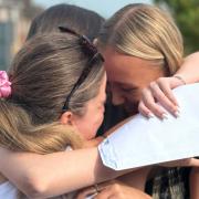 Students from Bungay celebrate receiving their A Level results