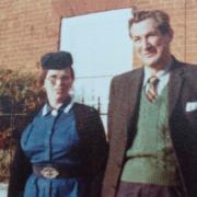 Nurse Winifred Rogers (left) pictured with her husband outside their home