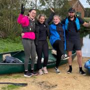 North Walsham Young Farmers' Club raised £1,000 for the Priscilla Bacon Hospice Charity by paddling 26 miles from Coltishall to Dilham. From left: Lucy Bean, Alice Saunders, Bonnie Oakley and Danny Bunting