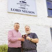 Joe Parks, CEO of Wordforde’s Brewery (left), next to Elliot Ketley, chef patron at The Lord Nelson in Burnham Thorpe