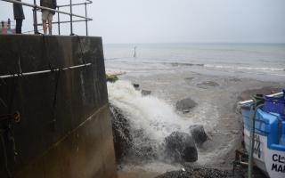 A storm drain gushing out what may have been sewage onto Sheringham beach after torrential rain in 2020.