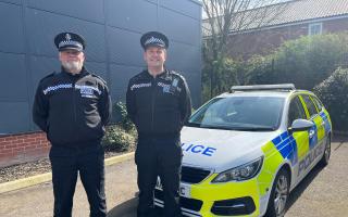 Norfolk police inspectors James Makepeace, left, and Ben Hardiman at North Walsham at Norfolk Constabulary's North Walsham police station