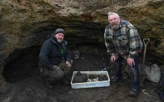 Dan Chamberlain and John Clayden with their find